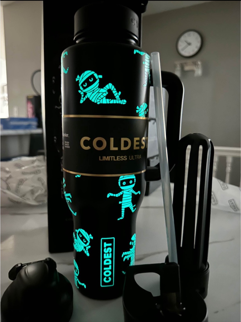 Coldest Limitless Ultra Insulated Bottle — Black with Teal Glow  Lost Mummy